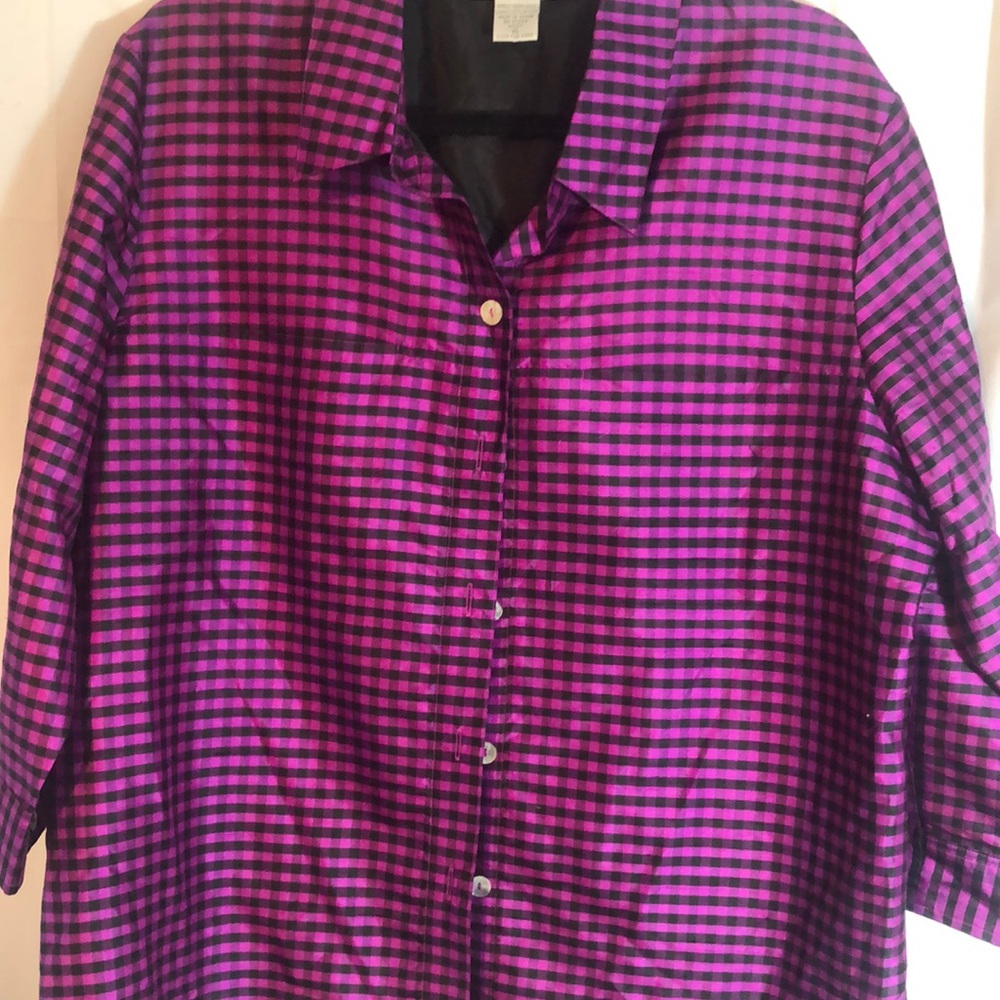 Silk Essentials Checked Top